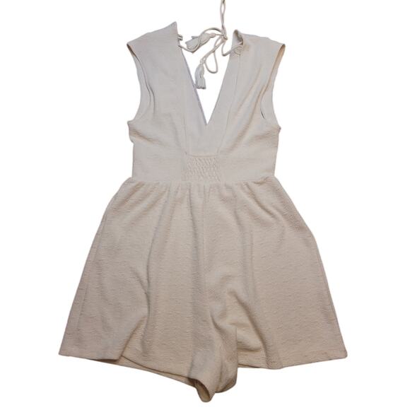 ZARA Sleeveless Textured Lace Jumpsuit Romper Ivory S NWT Chic Designer Evening - Picture 5 of 11